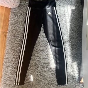 Adidas Kids Black Leggings with White Stripes